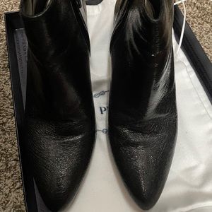 Prada authentic booties. Black crush leather. 38.5 with dust bag